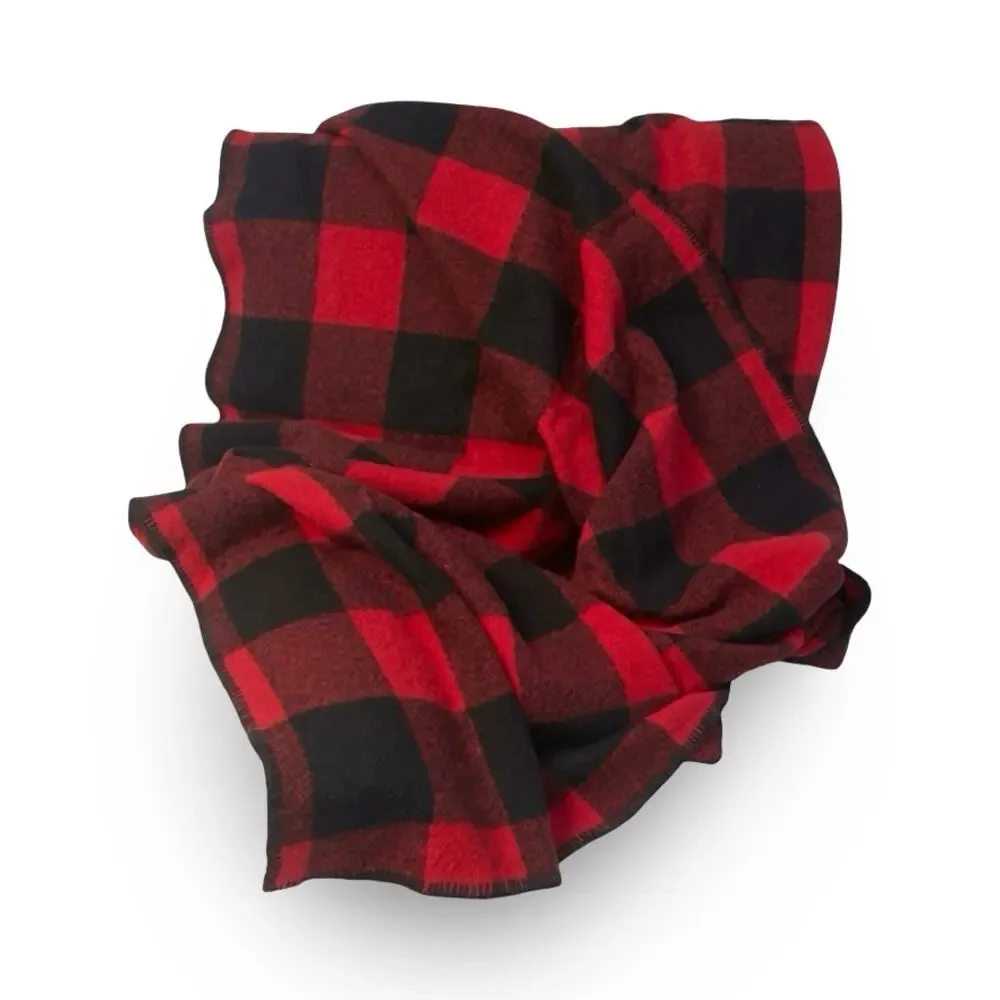 Woolrich Buffalo Plaid Wool Vintage Blanket Red Black Cabin Throw USA Made